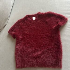 a new day Burgundy Fuzzy Top